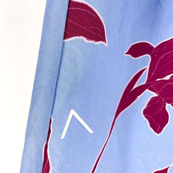 Thakoon Floral Midi Skirt Blue Red Midi Side‎ Slit A-line Elastic Waist Sz 0 - Picture 9 of 14